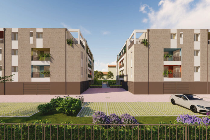 Render delle due palazzine che verranno realizzate a Faenza